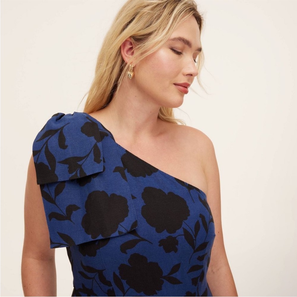 Kate Spade NWT Blue mBlack Floral One-Shoulder Jumpsuit, Women’s Sz 6 Sz 10 - Picture 2 of 6